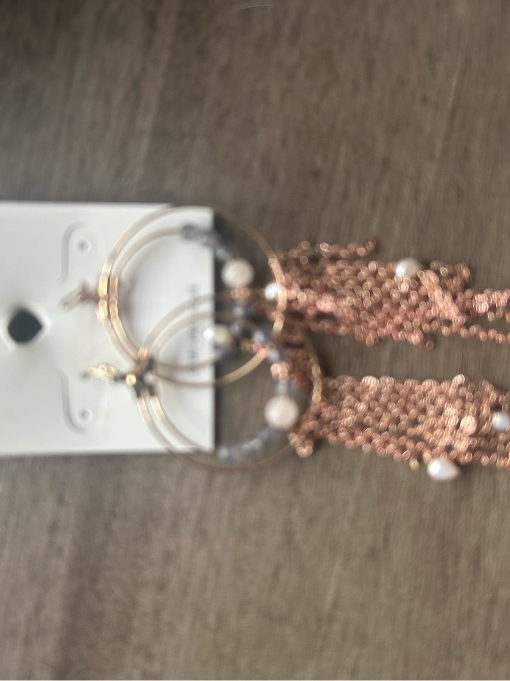 Rose Gold Hoop & Tassel Drop Earrings with Pearls